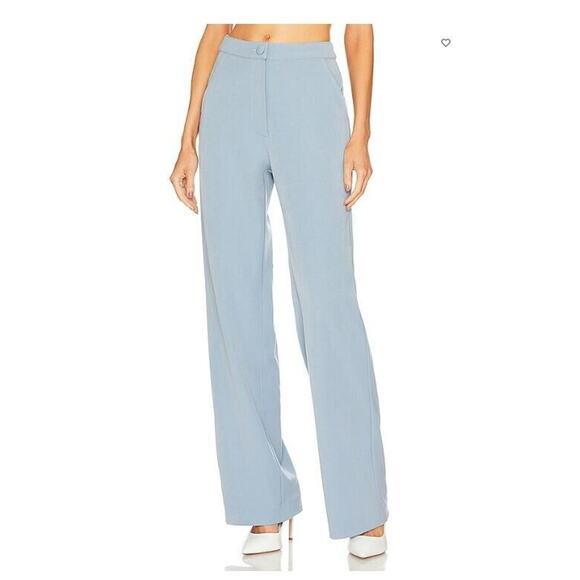 New WeWoreWhat Women's Blue Storm Relaxed Wide Leg Suiting Twill Trouser Pants 2 - Picture 1 of 5